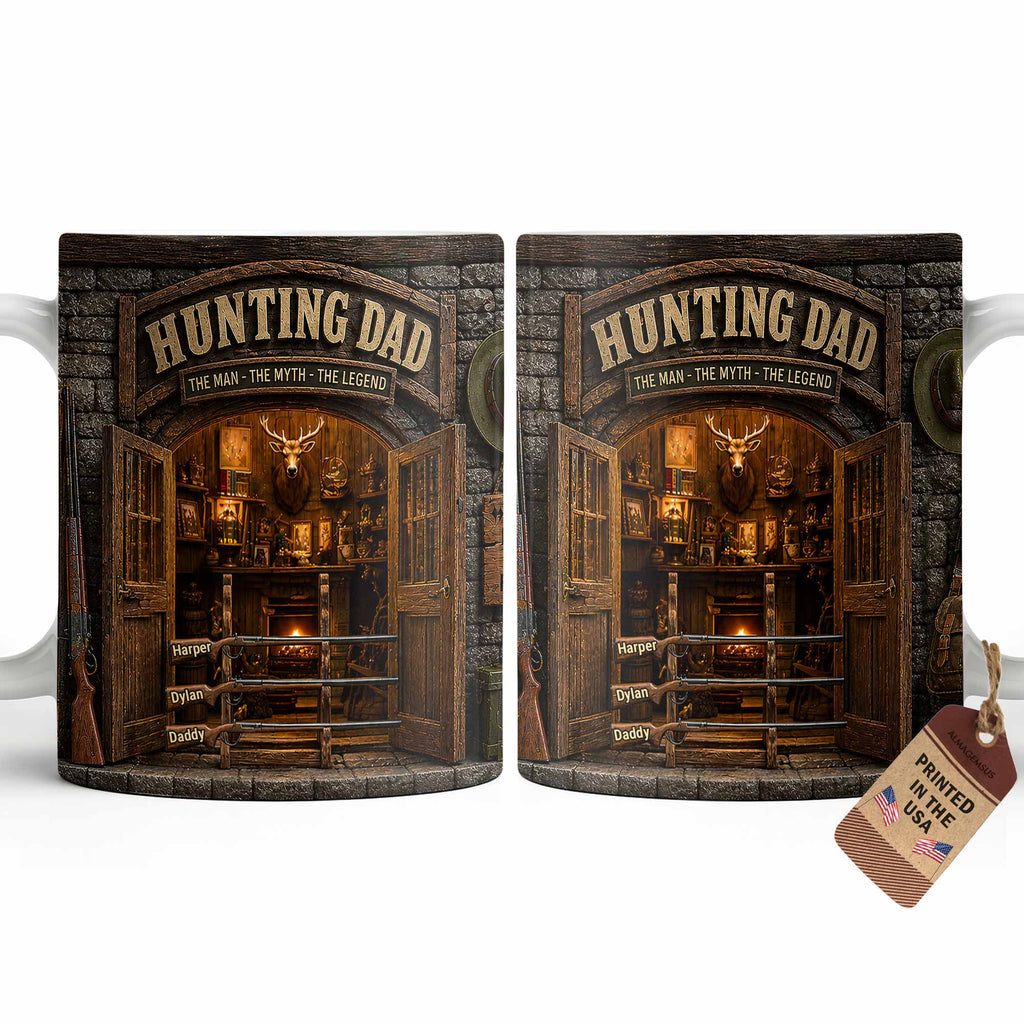 Personalized Hunting Mug Custom Name Gift for Dad Myth Legend Edge-to-edge Mug GradoCreations