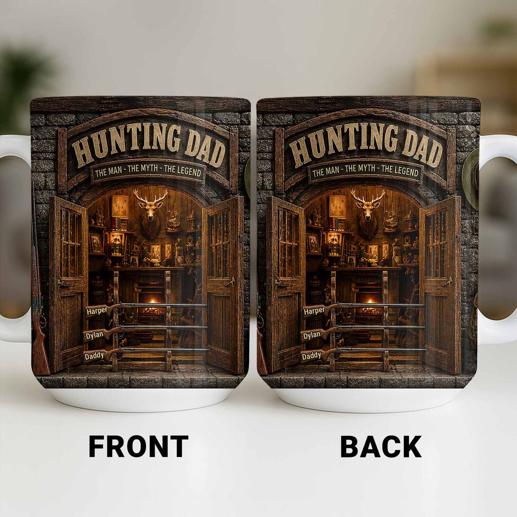 Personalized Hunting Mug Custom Name Gift for Dad Myth Legend Edge-to-edge Mug GradoCreations