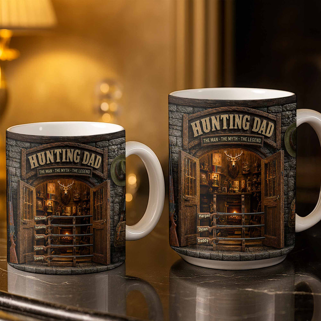 Personalized Hunting Mug Custom Name Gift for Dad Myth Legend Edge-to-edge Mug GradoCreations