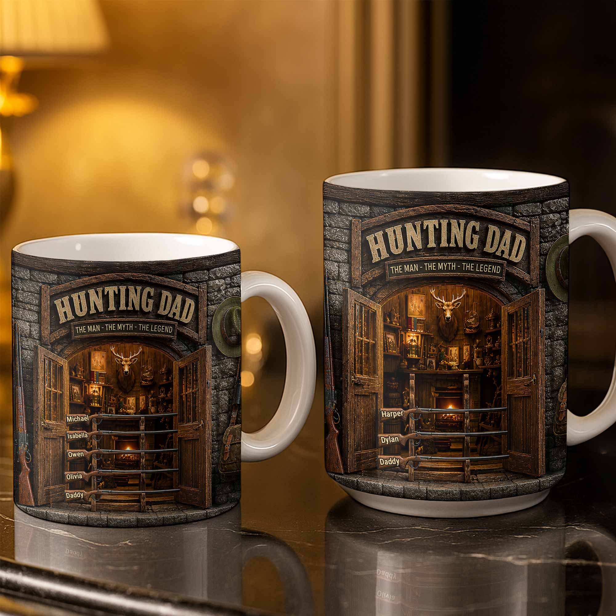 Personalized Hunting Mug Custom Name Gift for Dad Myth Legend Edge-to-edge Mug GradoCreations