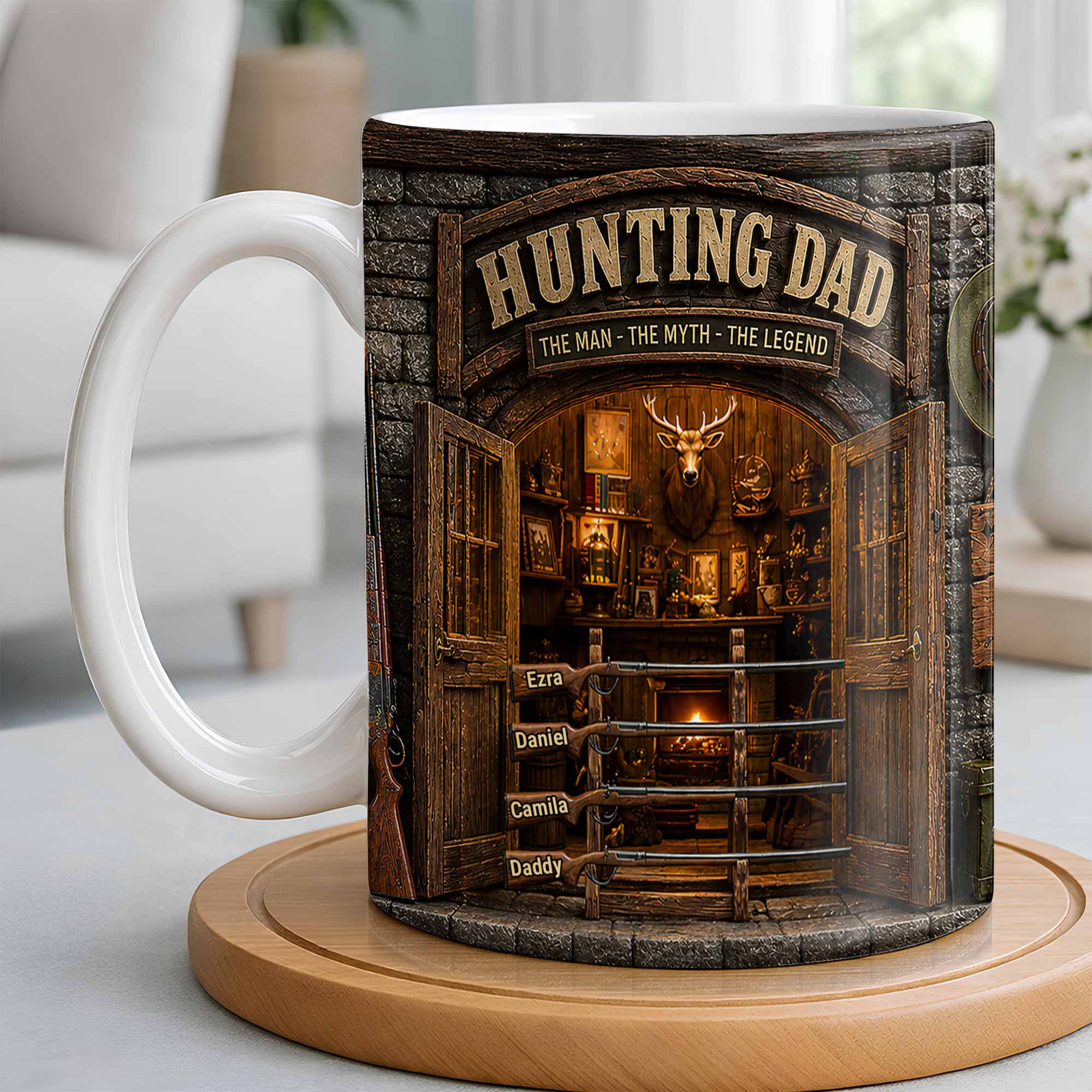 Personalized Hunting Mug Custom Name Gift for Dad Myth Legend Edge-to-edge Mug GradoCreations