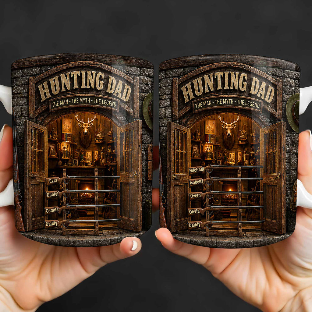 Personalized Hunting Mug Custom Name Gift for Dad Myth Legend Edge-to-edge Mug GradoCreations