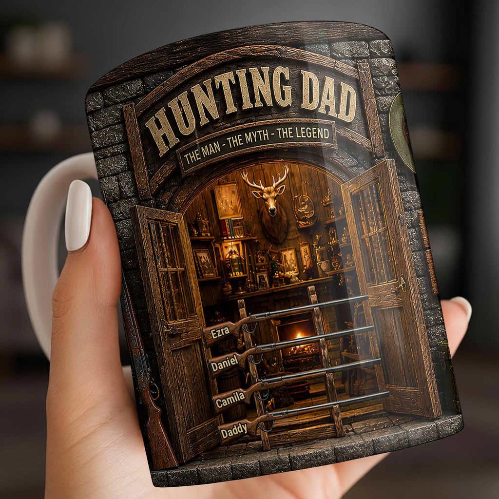 Personalized Hunting Mug Custom Name Gift for Dad Myth Legend Edge-to-edge Mug GradoCreations