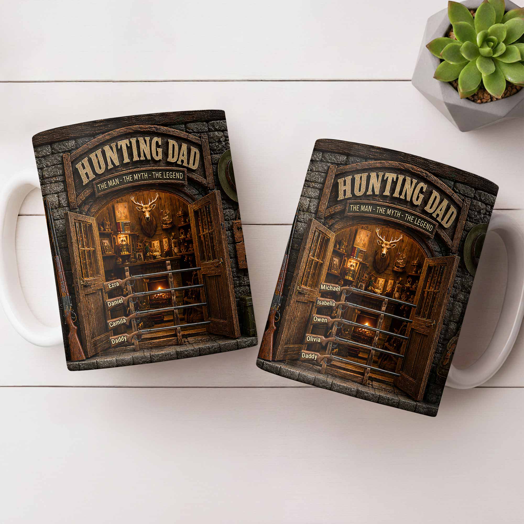 Personalized Hunting Mug Custom Name Gift for Dad Myth Legend Edge-to-edge Mug GradoCreations