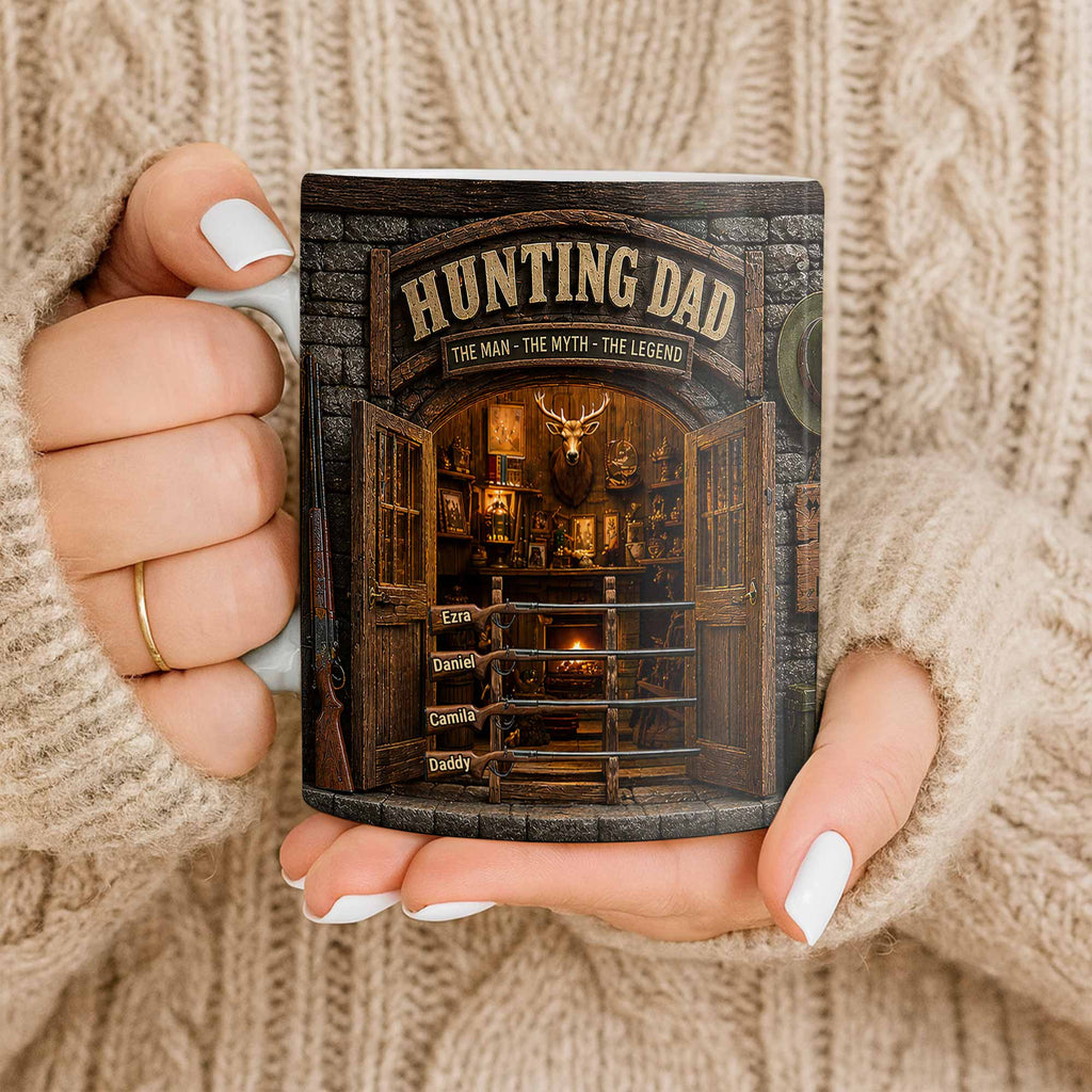 Personalized Hunting Mug Custom Name Gift for Dad Myth Legend Edge-to-edge Mug GradoCreations