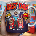 Personalized Comic Style Coffee Mug for Best Dad Gift Edge-to-edge Mug GradoCreations
