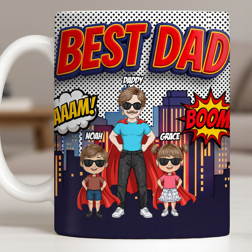 Personalized Comic Style Coffee Mug for Best Dad Gift Edge-to-edge Mug GradoCreations