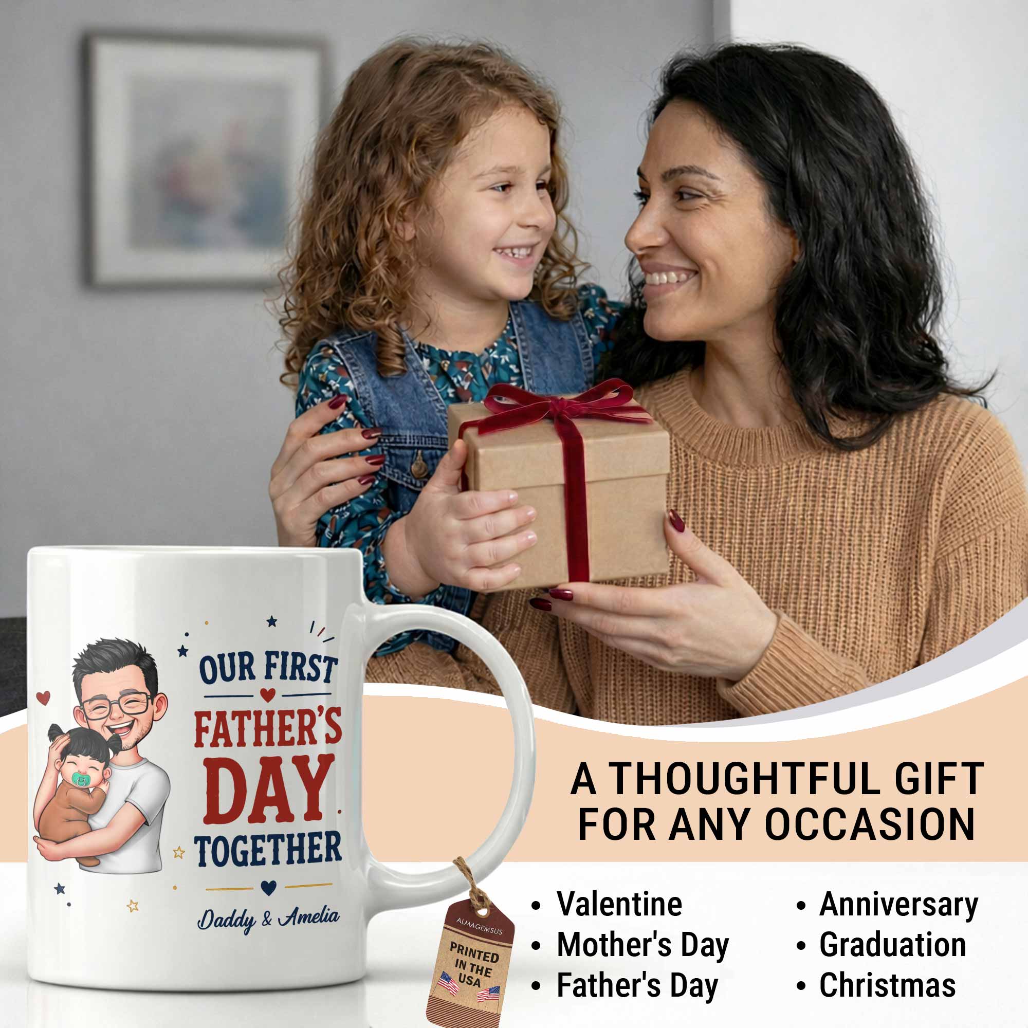 Personalized Custom Coffee Mug First Father's Day Gift for Dad Edge-to-edge Mug GradoCreations