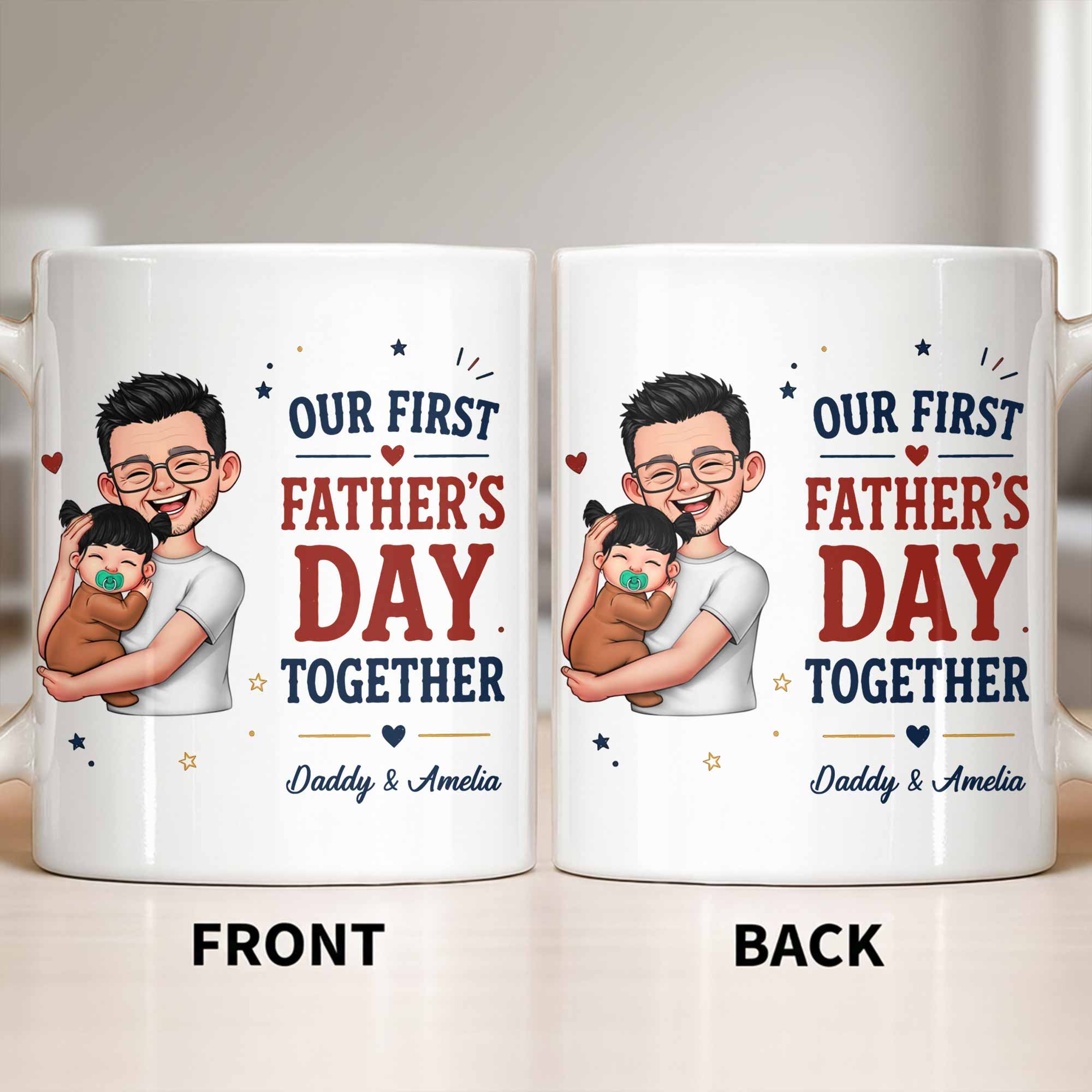 Personalized Custom Coffee Mug First Father's Day Gift for Dad Edge-to-edge Mug GradoCreations