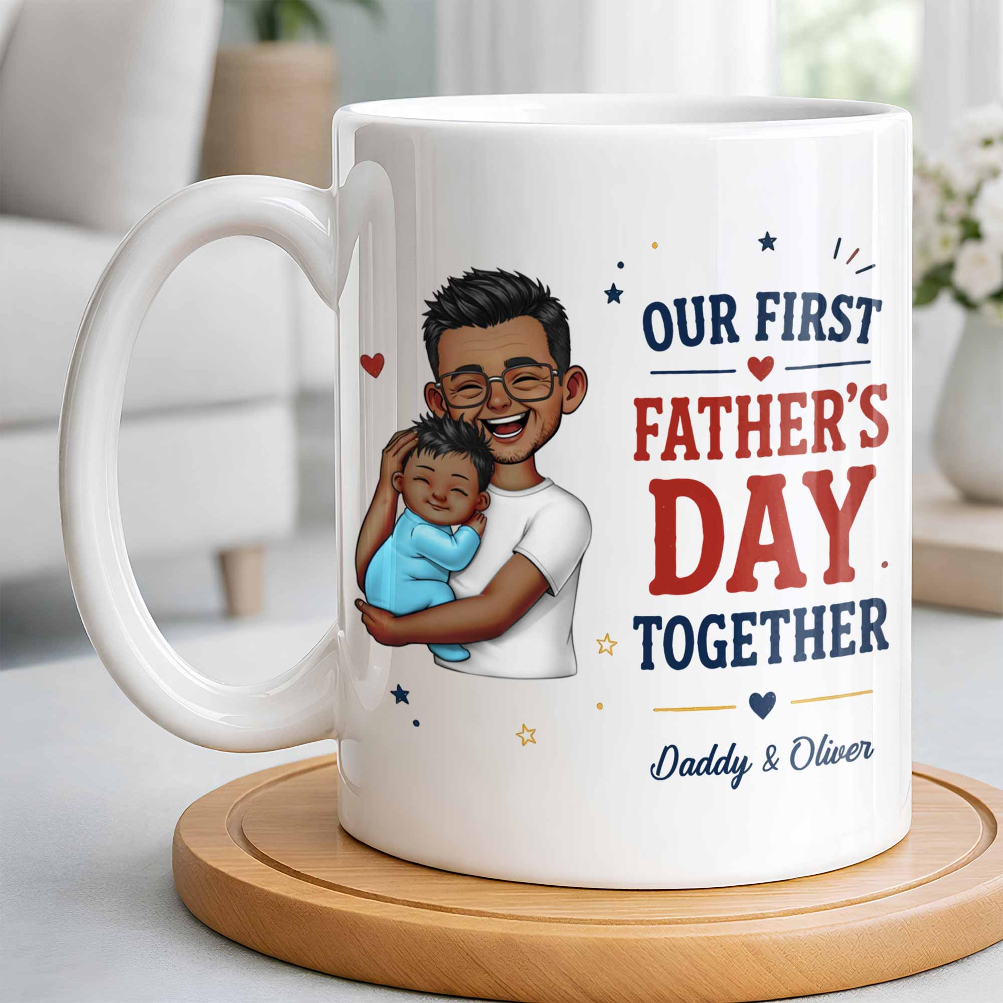 Personalized Custom Coffee Mug First Father's Day Gift for Dad Edge-to-edge Mug GradoCreations