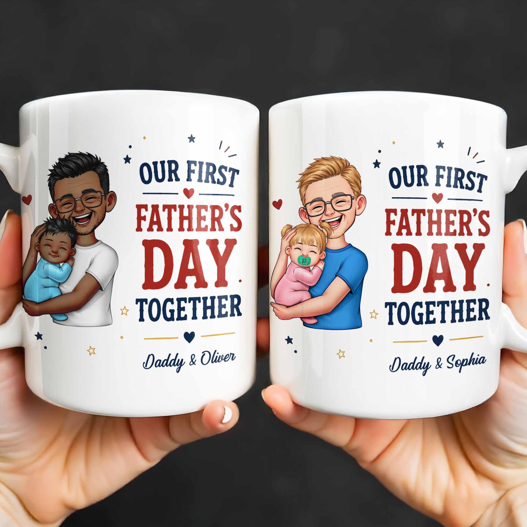 Personalized Custom Coffee Mug First Father's Day Gift for Dad Edge-to-edge Mug GradoCreations