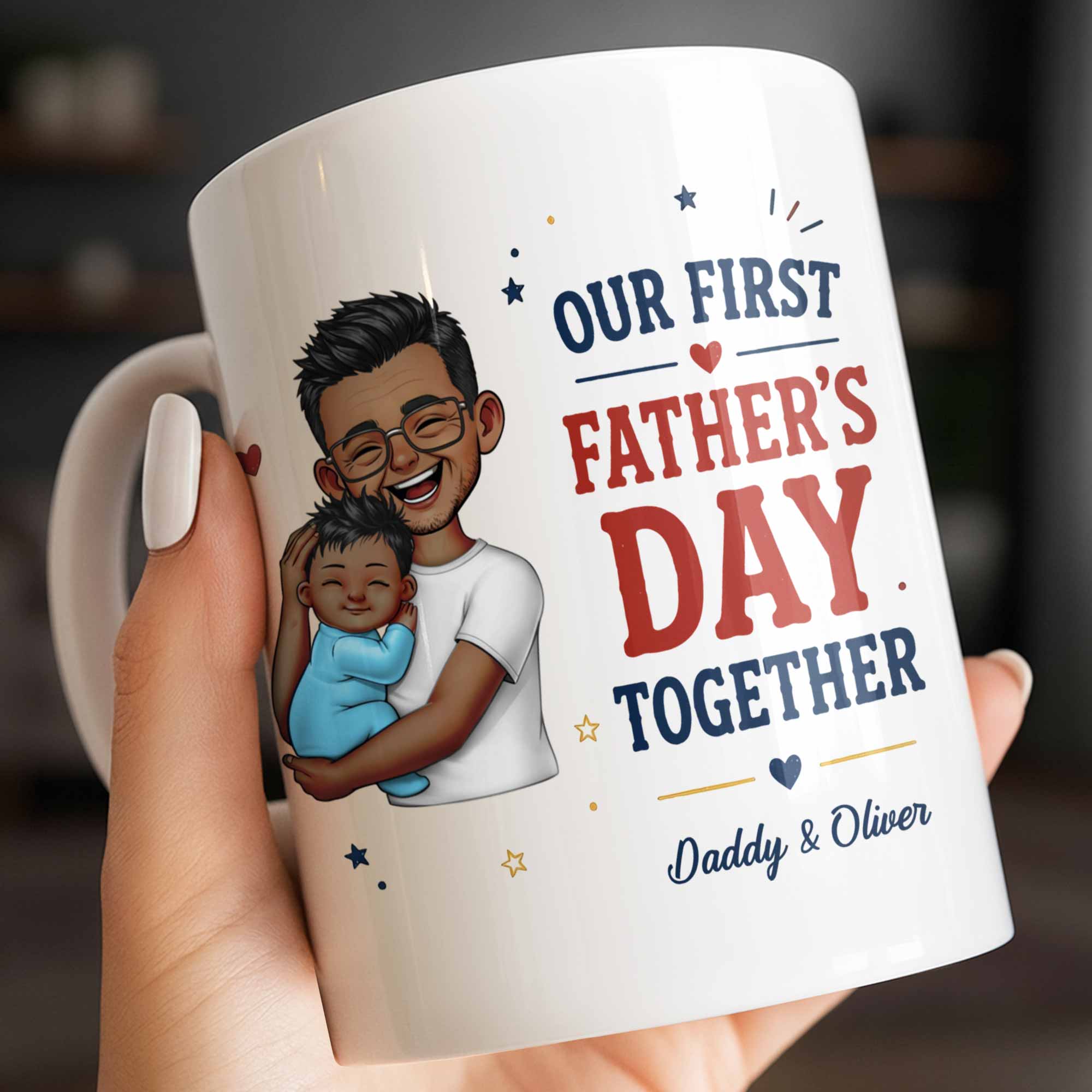 Personalized Custom Coffee Mug First Father's Day Gift for Dad Edge-to-edge Mug GradoCreations