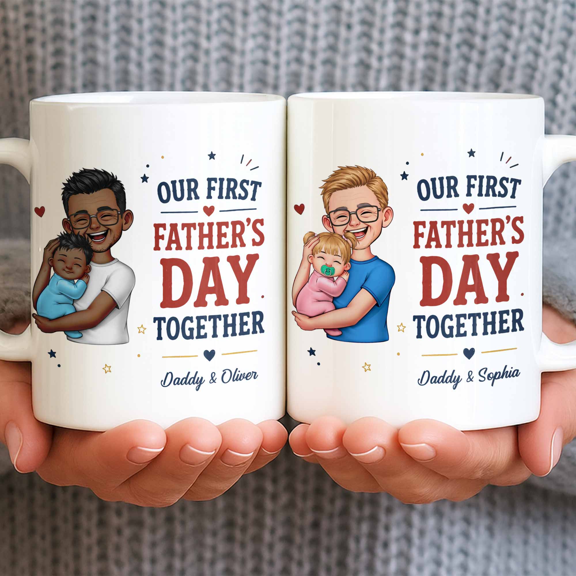 Personalized Custom Coffee Mug First Father's Day Gift for Dad Edge-to-edge Mug GradoCreations