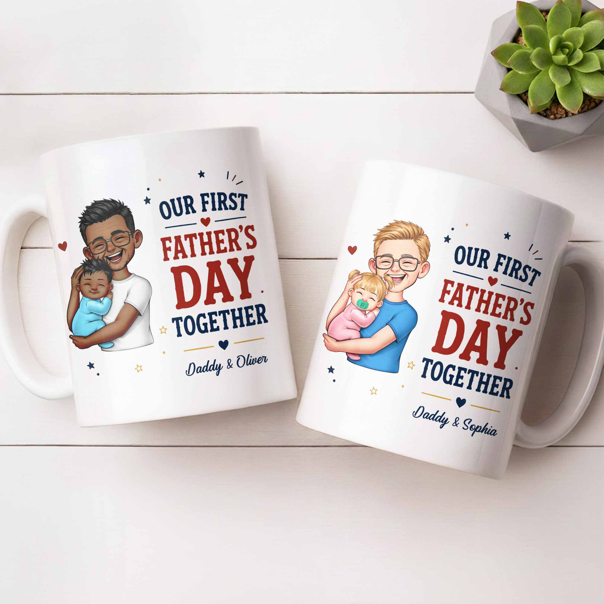 Personalized Custom Coffee Mug First Father's Day Gift for Dad Edge-to-edge Mug GradoCreations