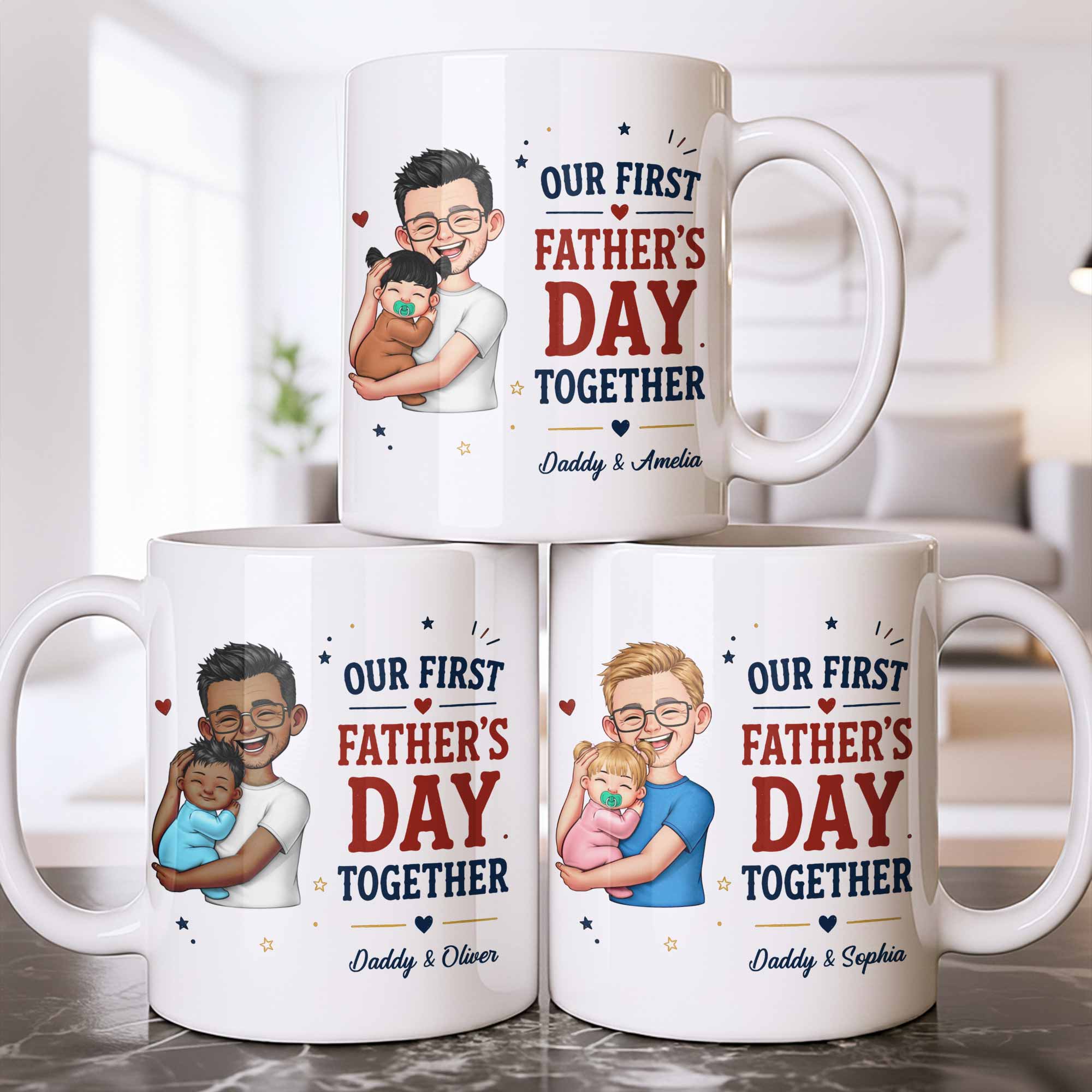 Personalized Custom Coffee Mug First Father's Day Gift for Dad Edge-to-edge Mug GradoCreations