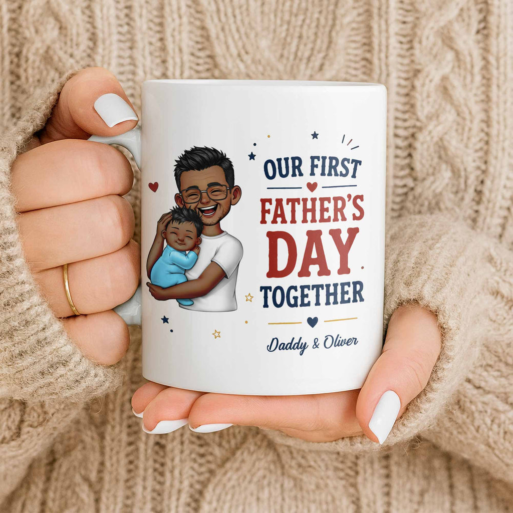 Personalized Custom Coffee Mug First Father's Day Gift for Dad Edge-to-edge Mug GradoCreations
