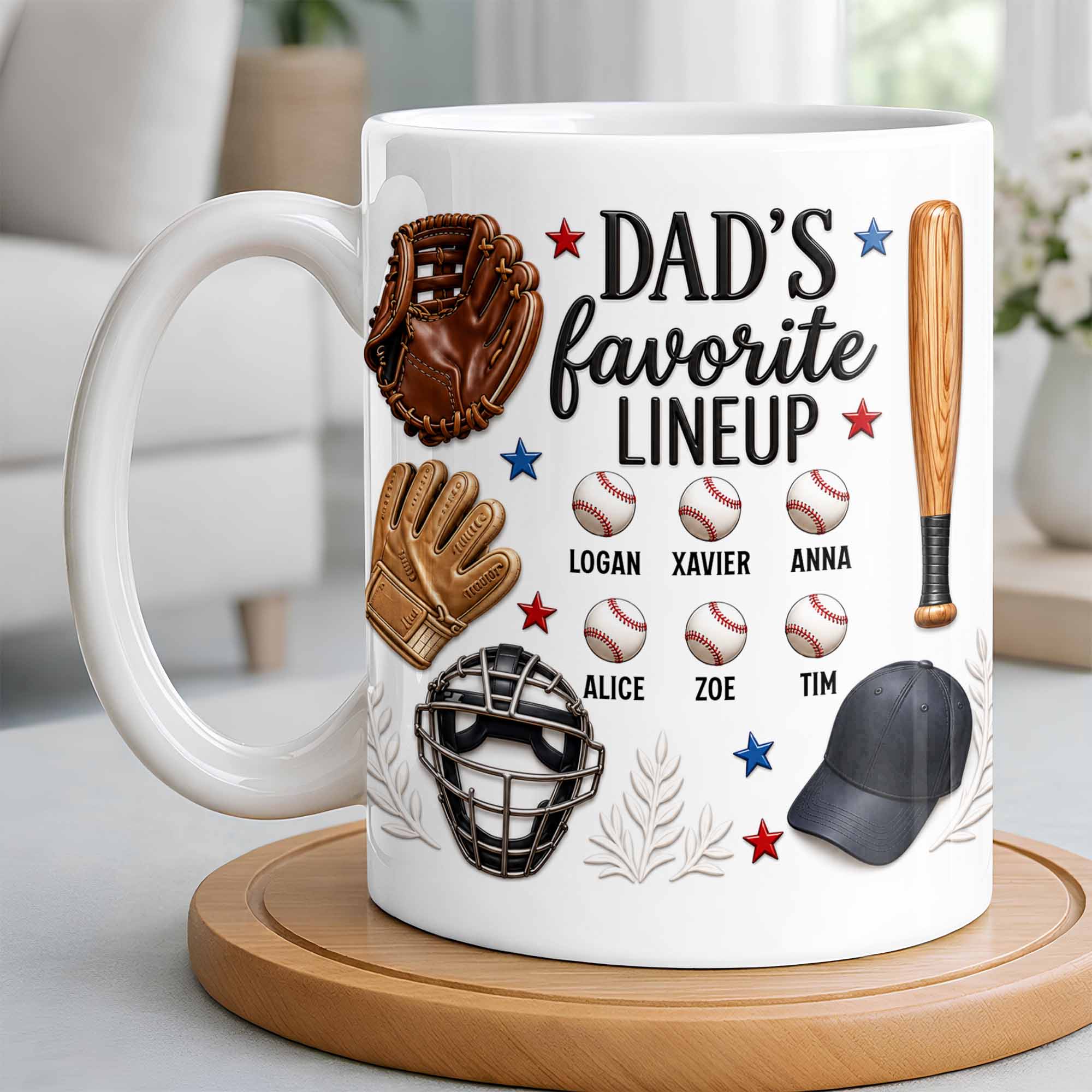 Personalized Baseball Mug Custom Name Gift for Dad/Father's Day Edge-to-edge Mug GradoCreations