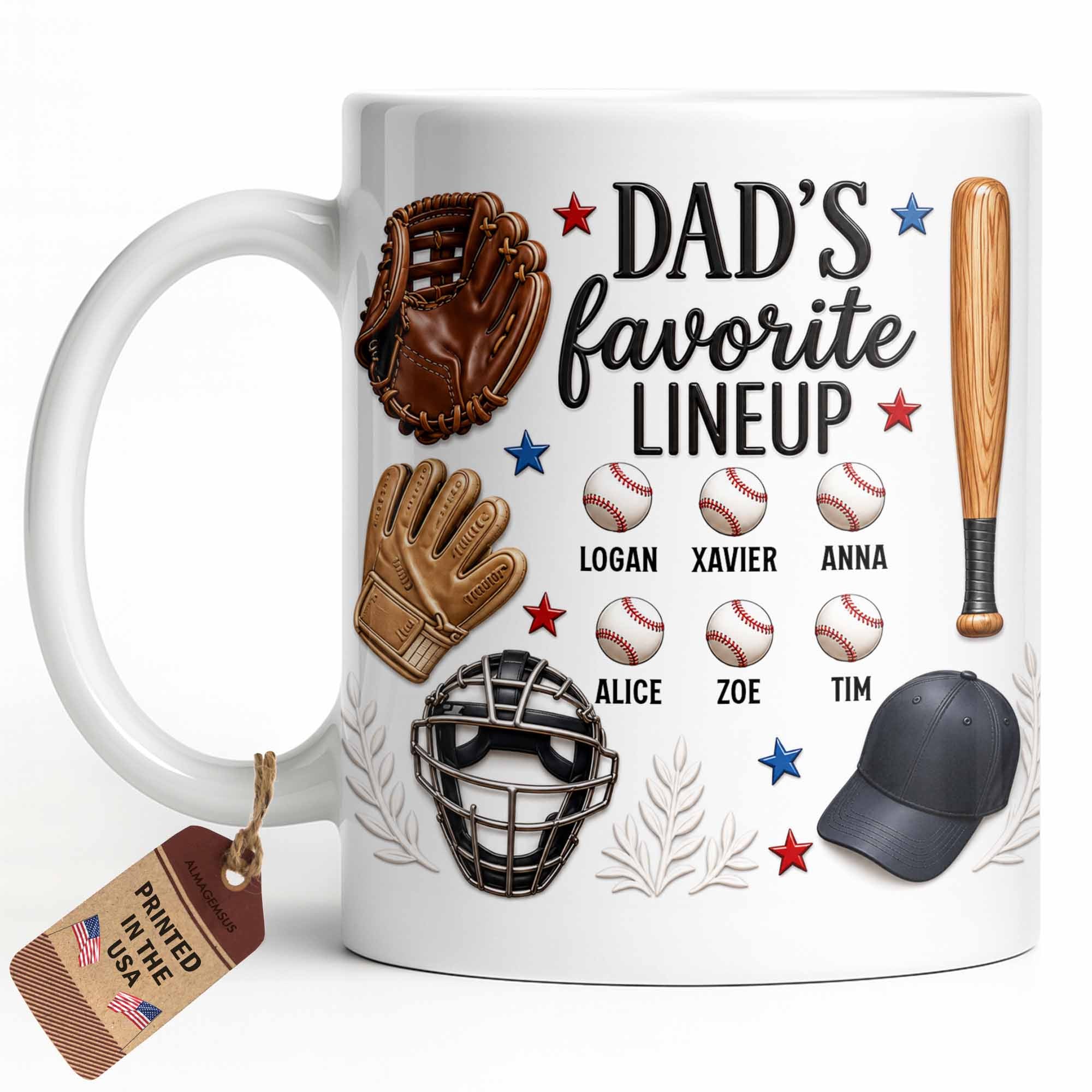 Personalized Baseball Mug Custom Name Gift for Dad/Father's Day Edge-to-edge Mug GradoCreations