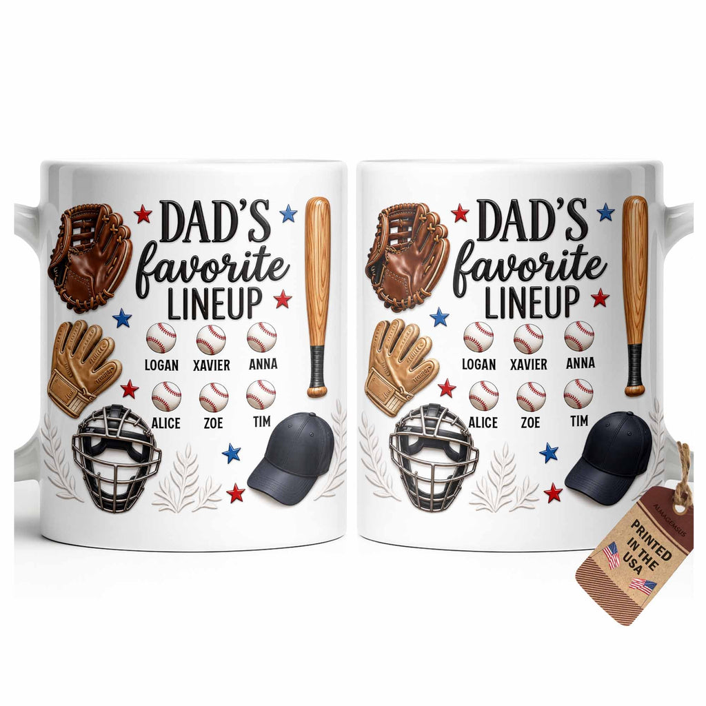Personalized Baseball Mug Custom Name Gift for Dad/Father's Day Edge-to-edge Mug GradoCreations