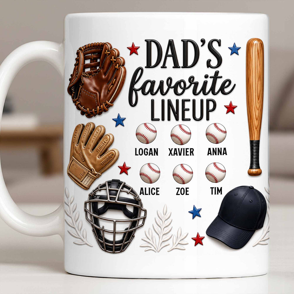 Personalized Baseball Mug Custom Name Gift for Dad/Father's Day Edge-to-edge Mug GradoCreations