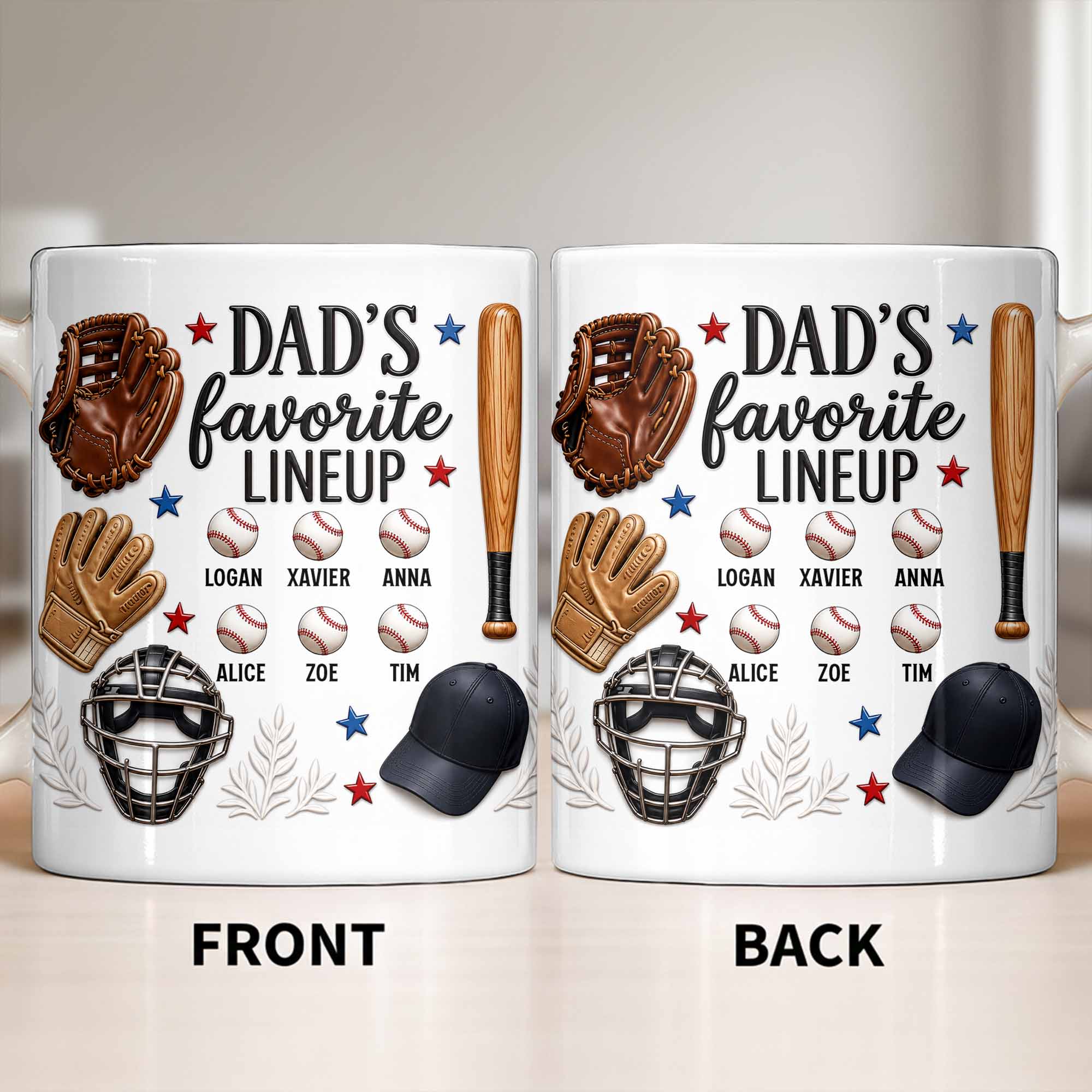 Personalized Baseball Mug Custom Name Gift for Dad/Father's Day Edge-to-edge Mug GradoCreations