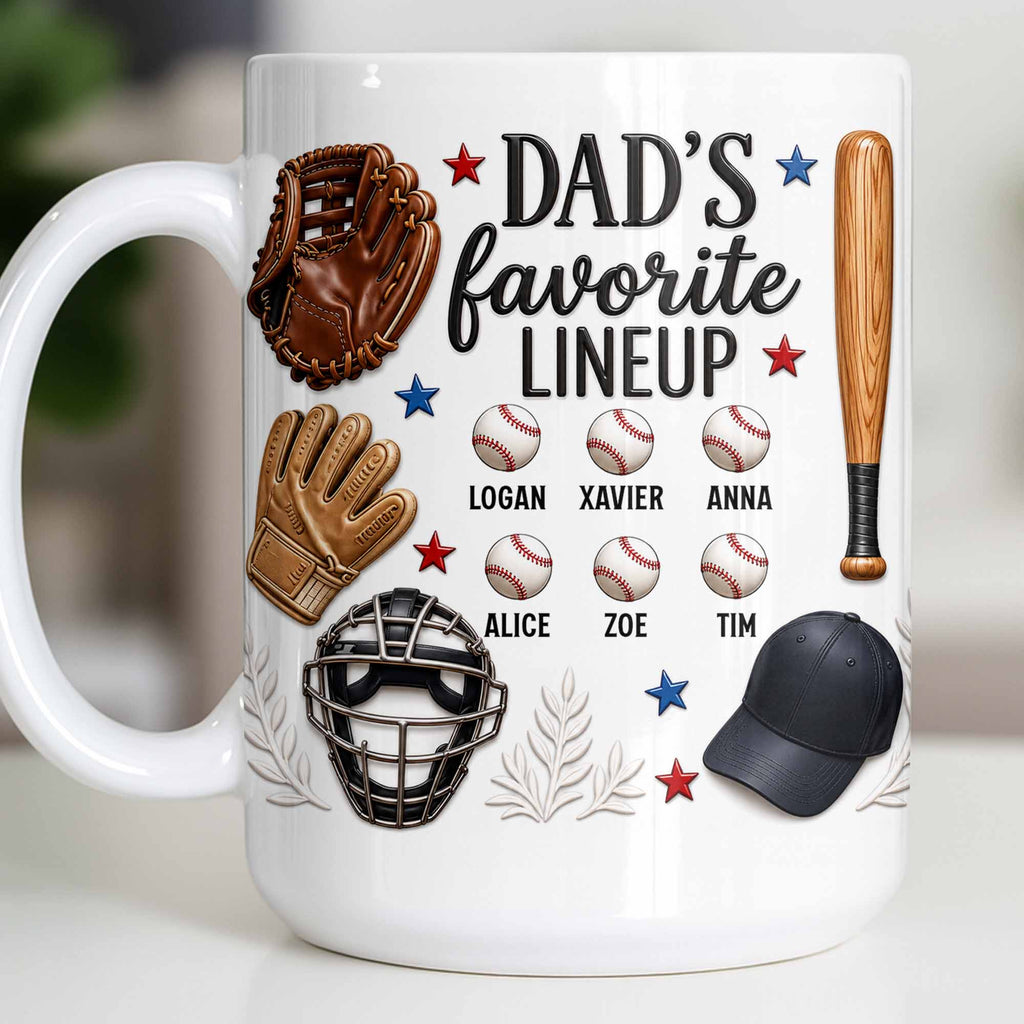 Personalized Baseball Mug Custom Name Gift for Dad/Father's Day Edge-to-edge Mug GradoCreations