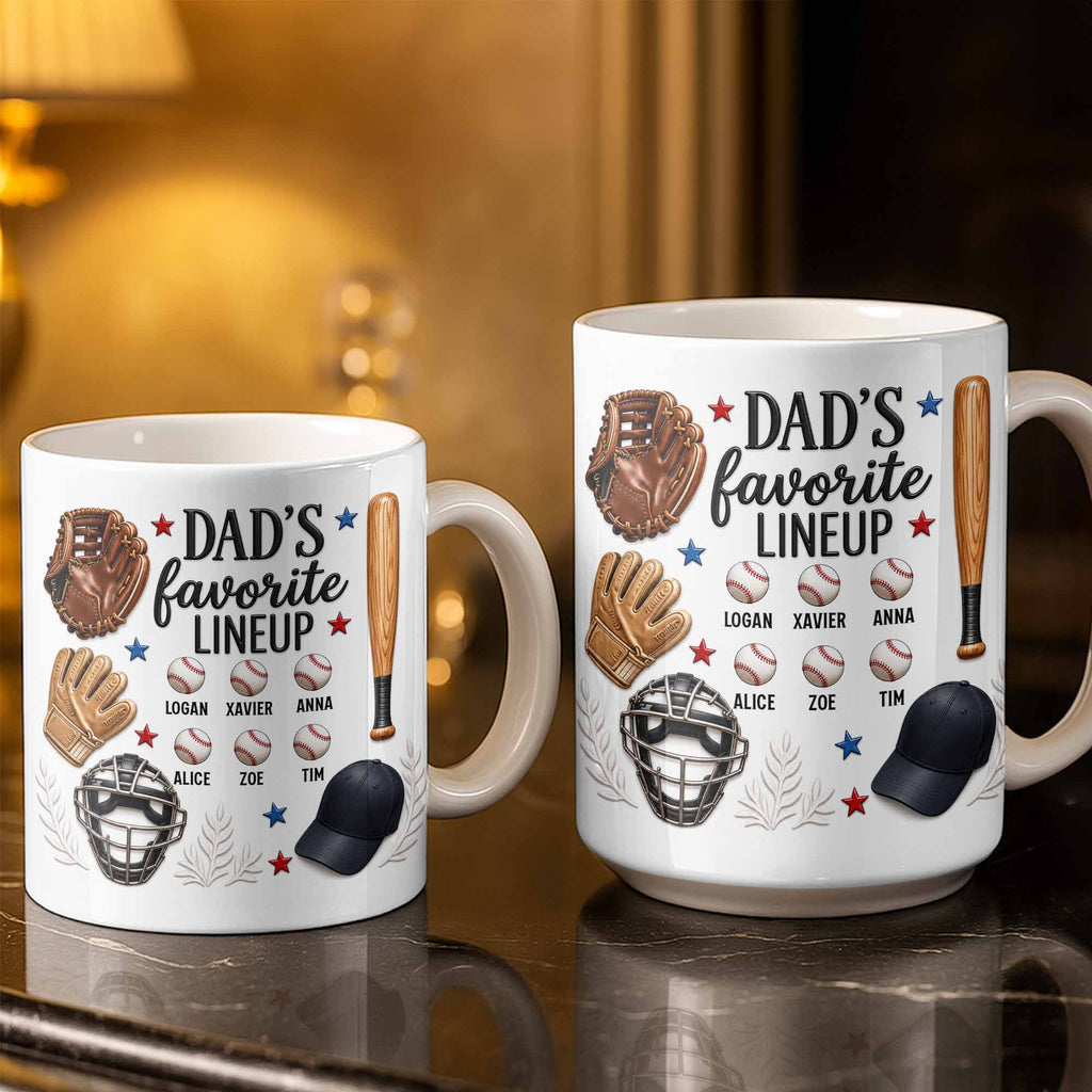 Personalized Baseball Mug Custom Name Gift for Dad/Father's Day Edge-to-edge Mug GradoCreations