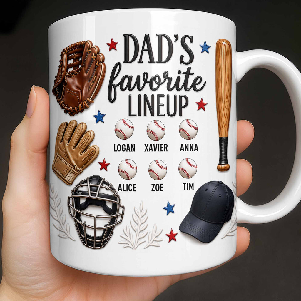 Personalized Baseball Mug Custom Name Gift for Dad/Father's Day Edge-to-edge Mug GradoCreations