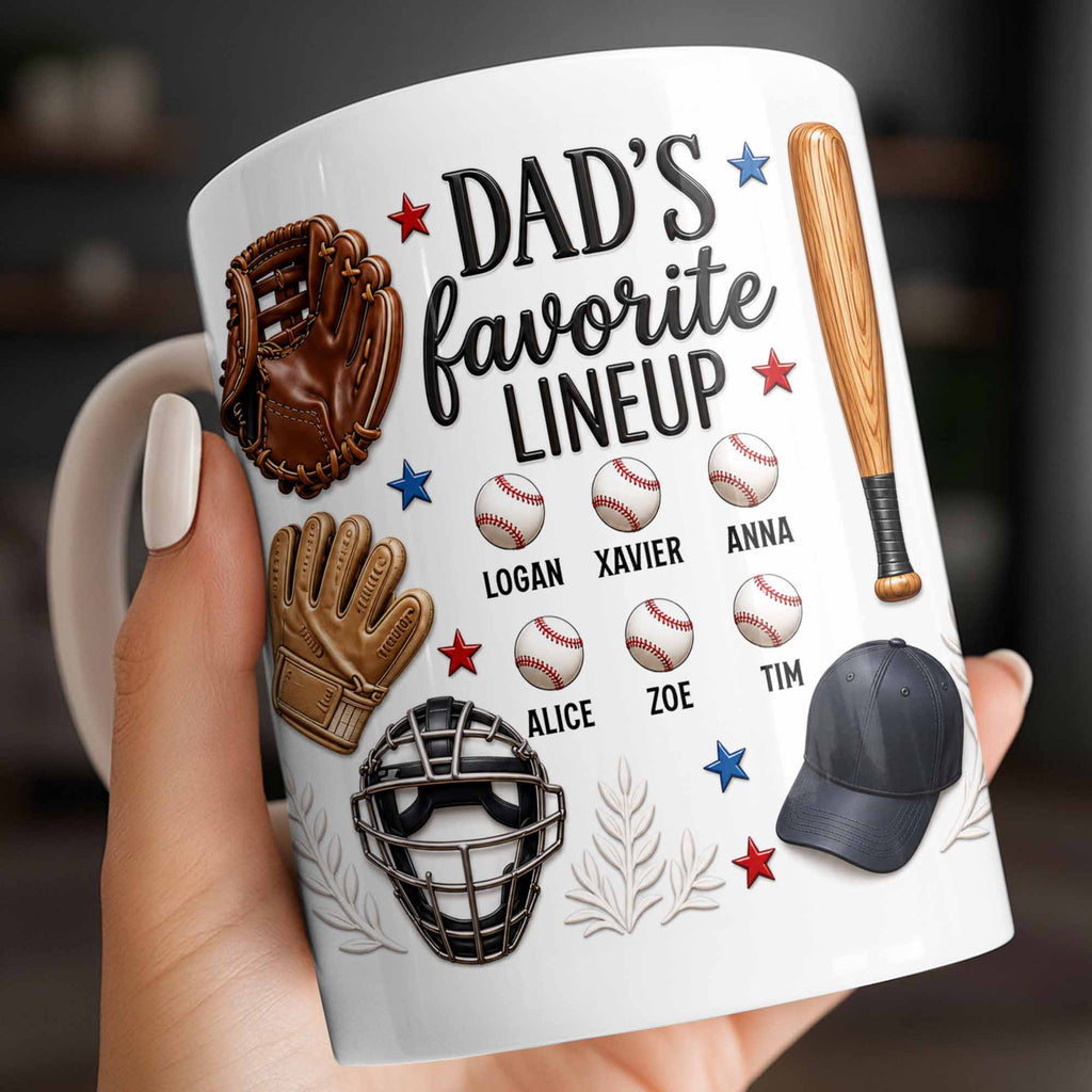 Personalized Baseball Mug Custom Name Gift for Dad/Father's Day Edge-to-edge Mug GradoCreations