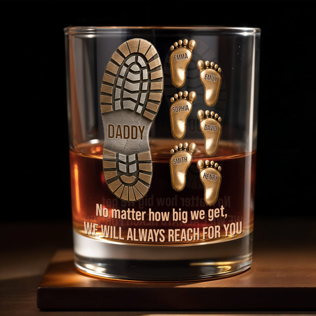 Personalized Whiskey Glass Custom Footprint Design Gift for Dad Whiskey Glass GradoCreations