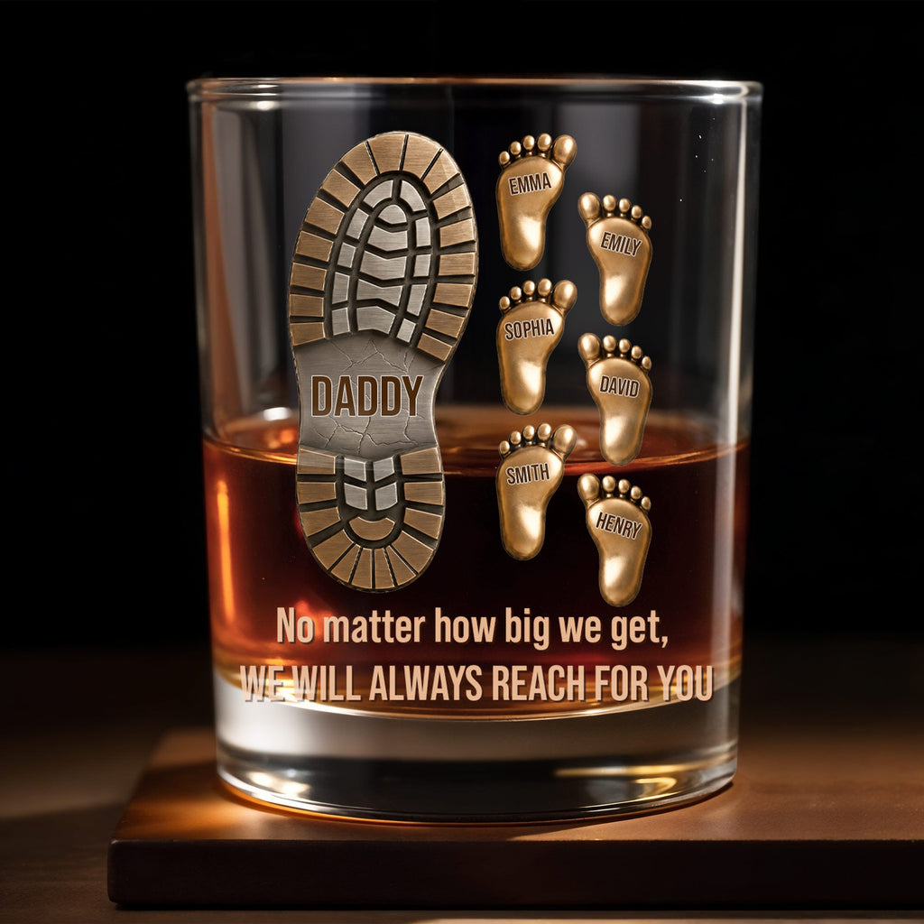 Personalized Whiskey Glass Custom Footprint Design Gift for Dad Whiskey Glass GradoCreations