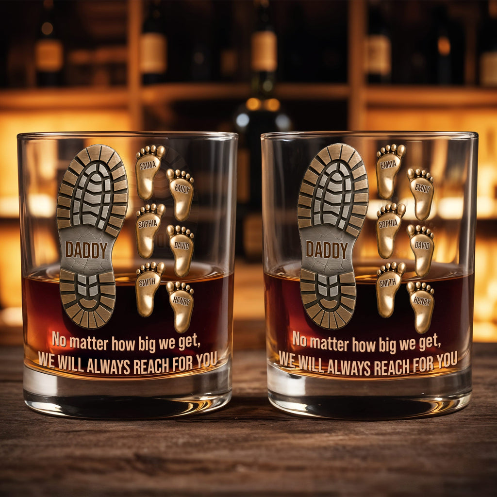 Personalized Whiskey Glass Custom Footprint Design Gift for Dad Whiskey Glass GradoCreations