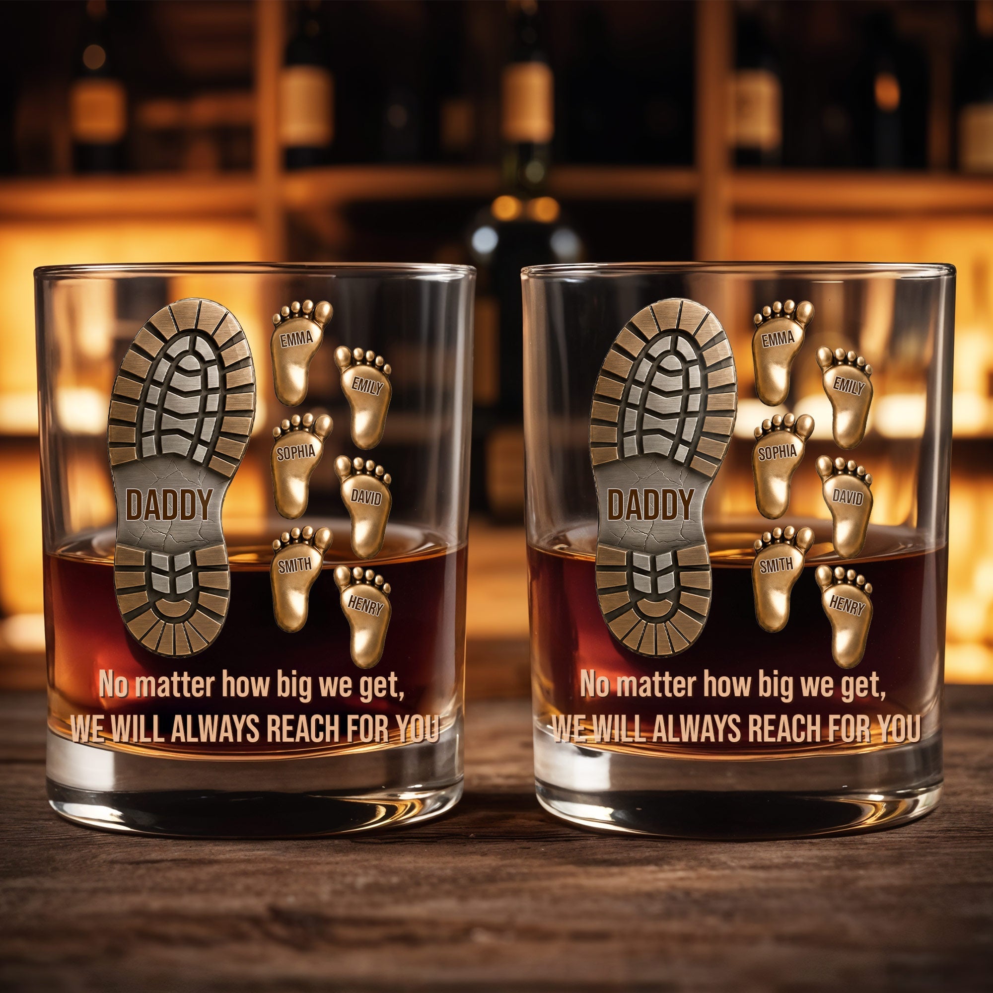 Personalized Whiskey Glass Custom Footprint Design Gift for Dad Whiskey Glass GradoCreations