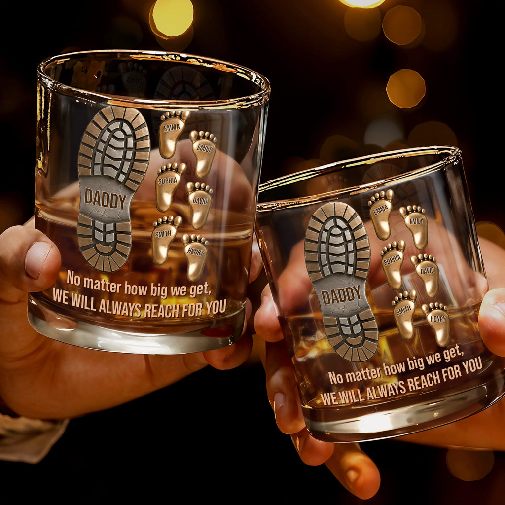 Personalized Whiskey Glass Custom Footprint Design Gift for Dad Whiskey Glass GradoCreations