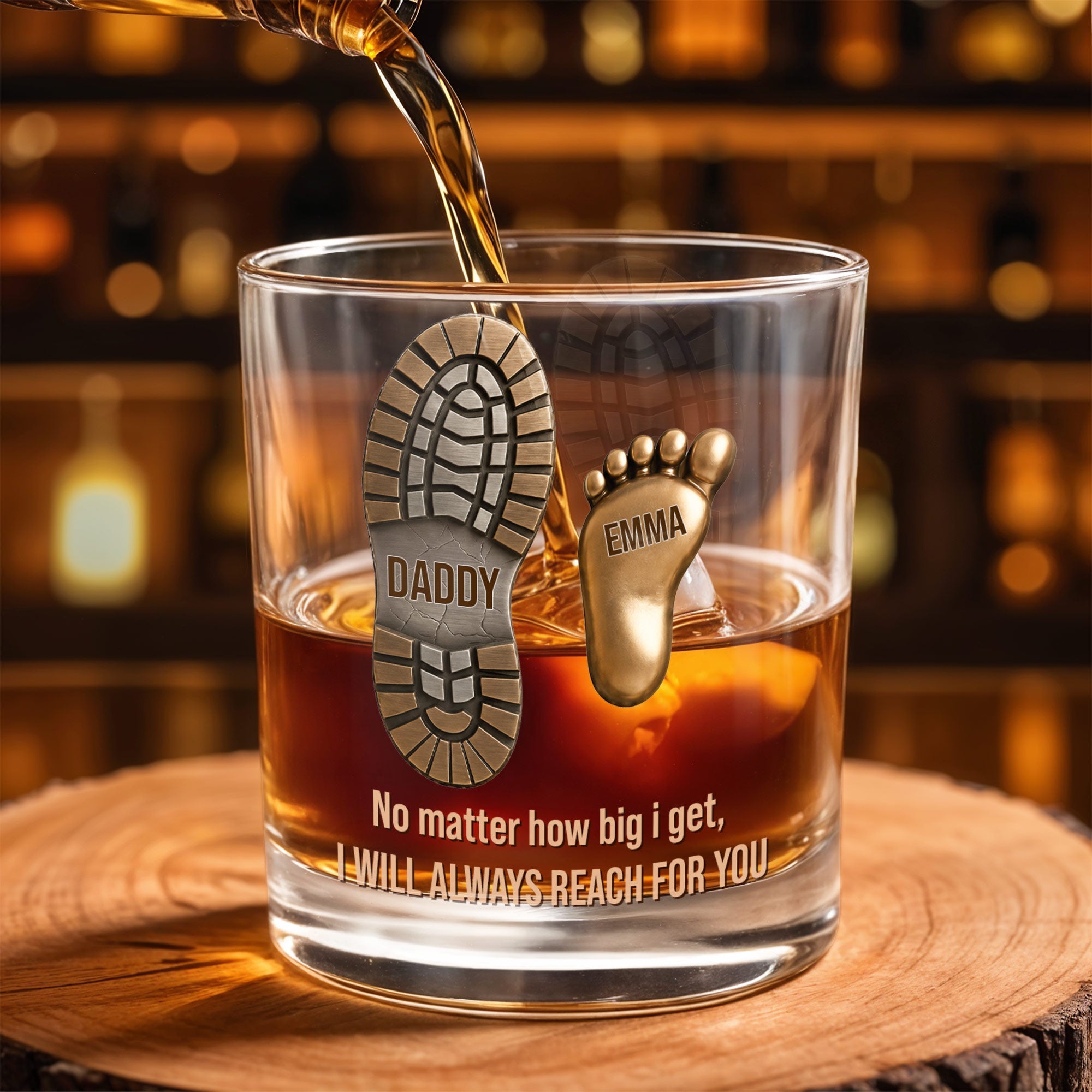 Personalized Whiskey Glass Custom Footprint Design Gift for Dad Whiskey Glass GradoCreations