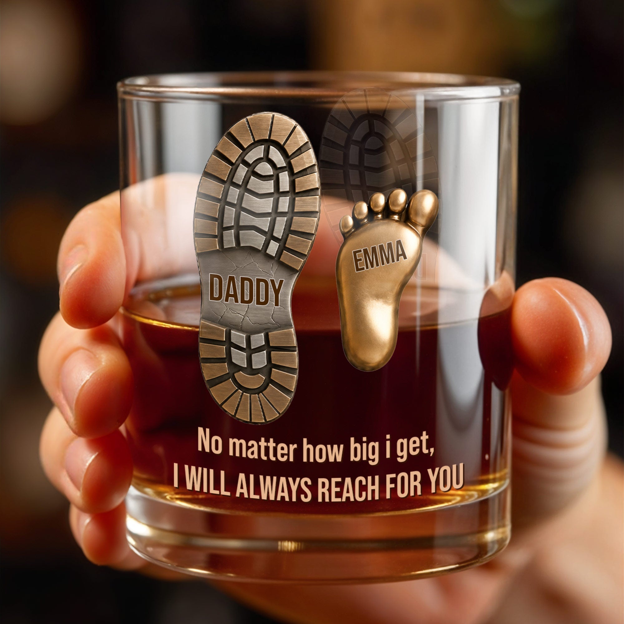 Personalized Whiskey Glass Custom Footprint Design Gift for Dad Whiskey Glass GradoCreations
