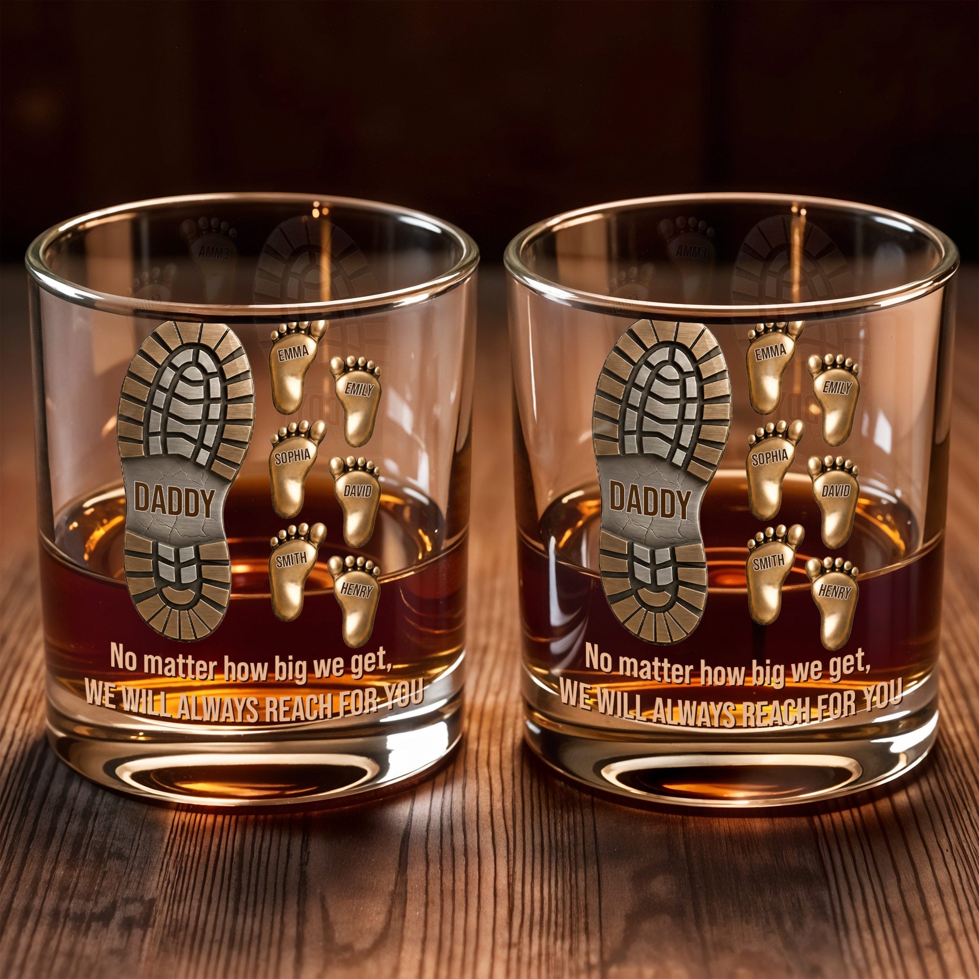 Personalized Whiskey Glass Custom Footprint Design Gift for Dad Whiskey Glass GradoCreations