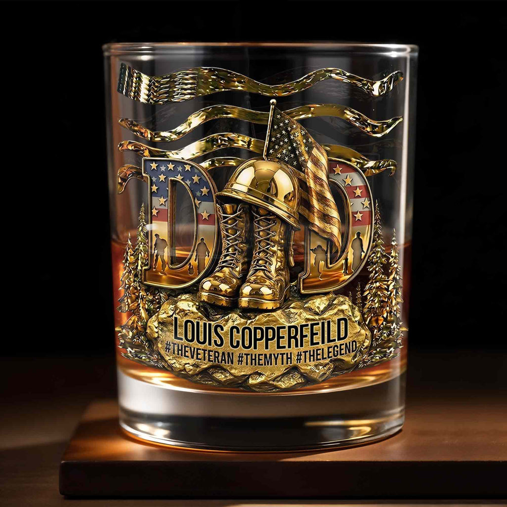 Personalized Custom Whiskey Glass for Dad with 3D Design Whiskey Glass GradoCreations