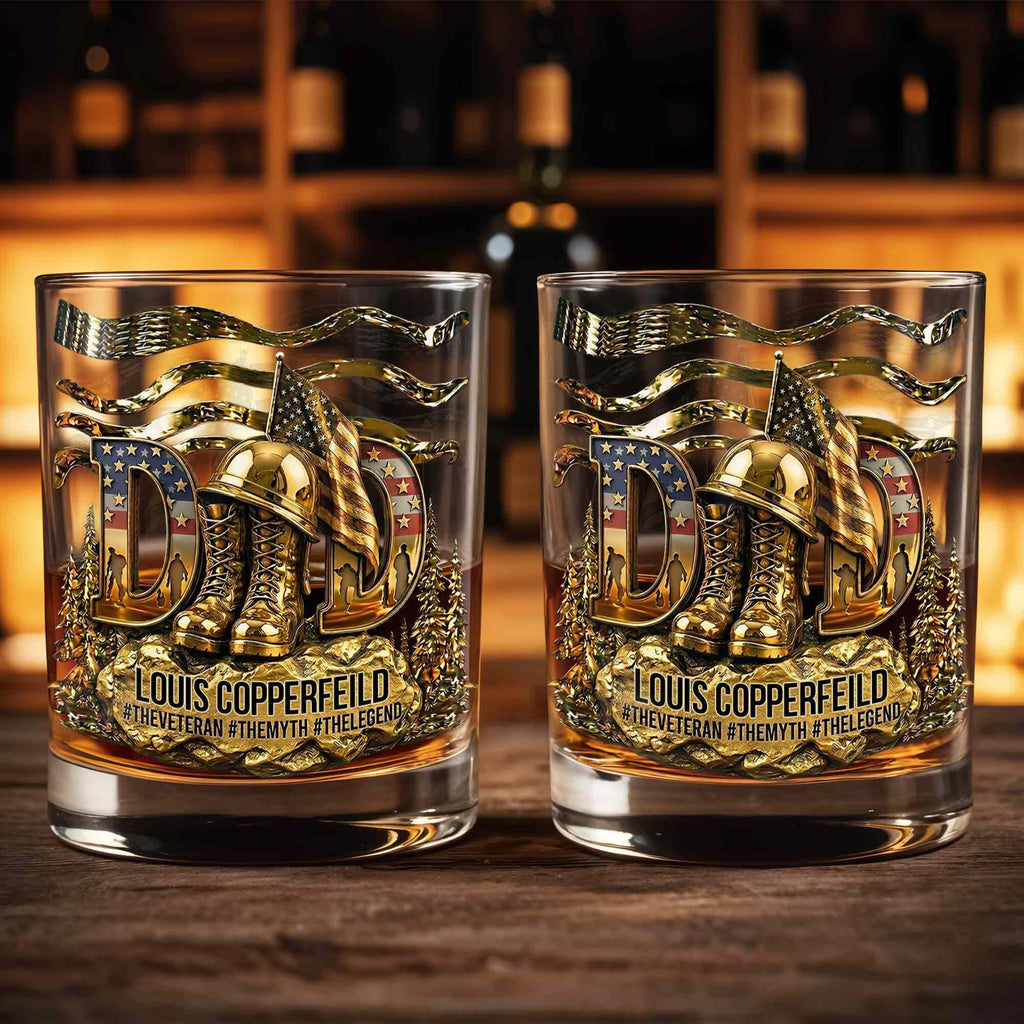 Personalized Custom Whiskey Glass for Dad with 3D Design Whiskey Glass GradoCreations