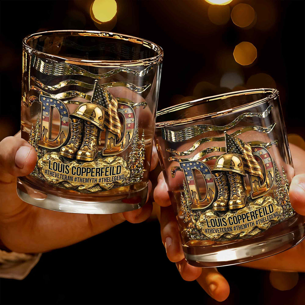 Personalized Custom Whiskey Glass for Dad with 3D Design Whiskey Glass GradoCreations