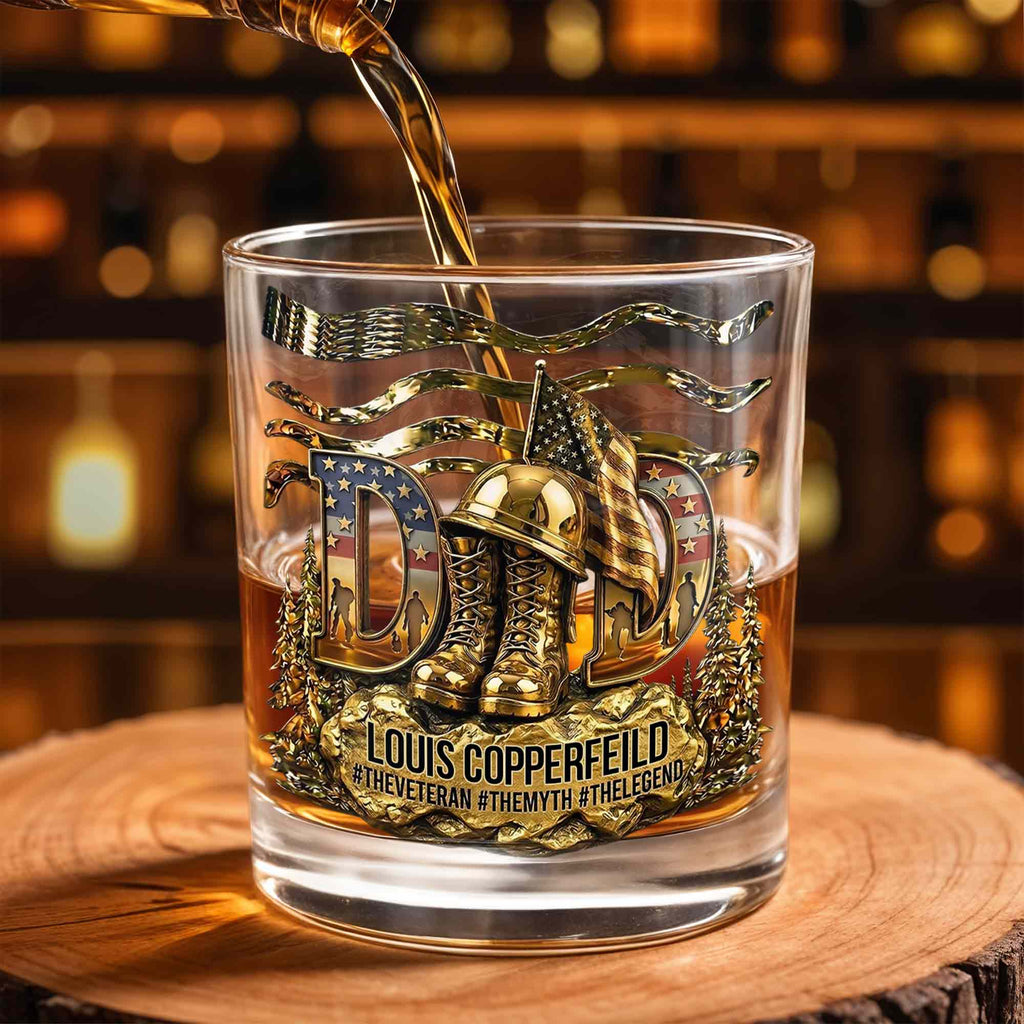 Personalized Custom Whiskey Glass for Dad with 3D Design Whiskey Glass GradoCreations