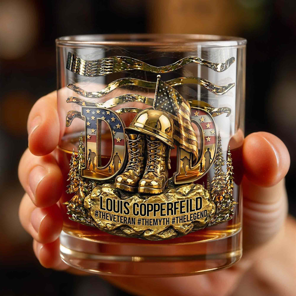 Personalized Custom Whiskey Glass for Dad with 3D Design Whiskey Glass GradoCreations