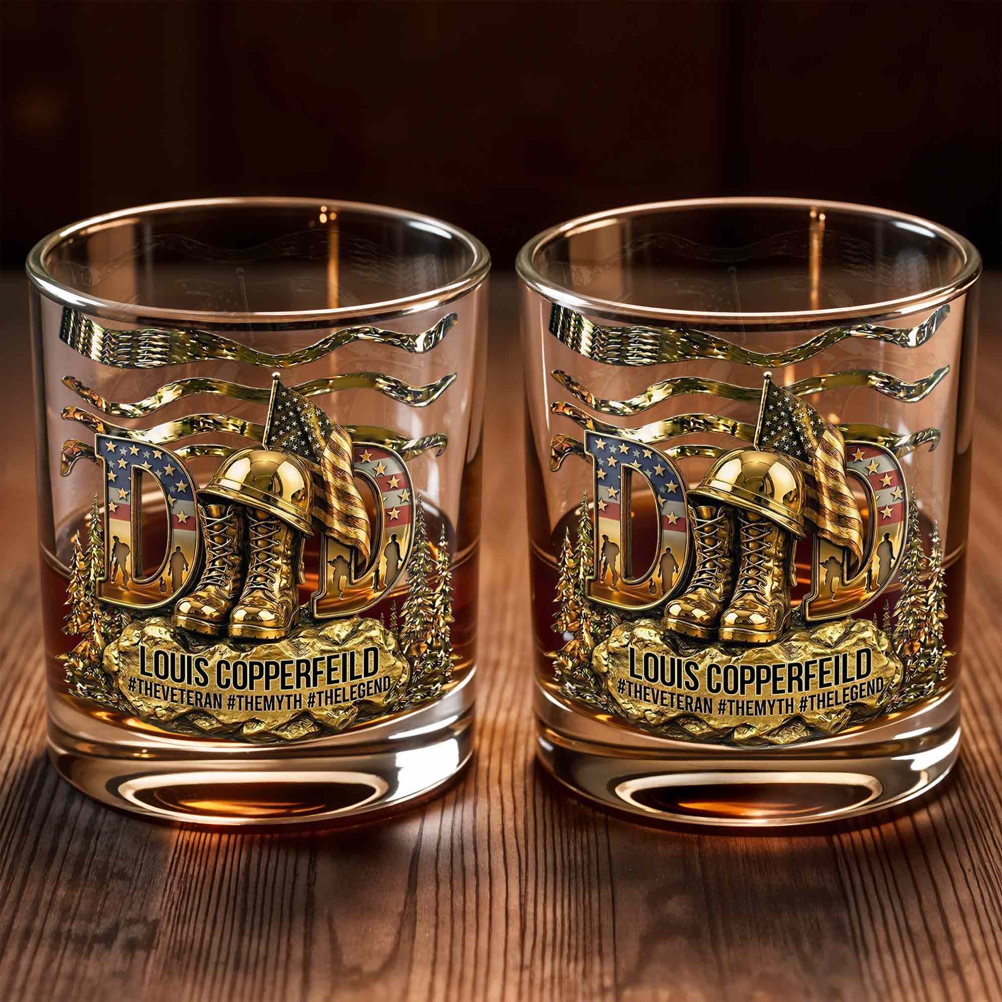 Personalized Custom Whiskey Glass for Dad with 3D Design Whiskey Glass GradoCreations