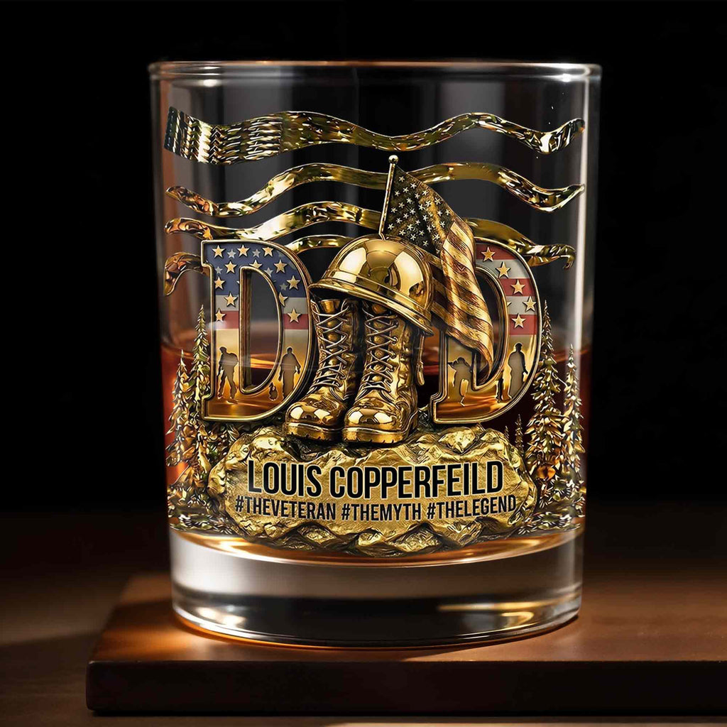 Personalized Custom Whiskey Glass for Dad with 3D Design Whiskey Glass GradoCreations