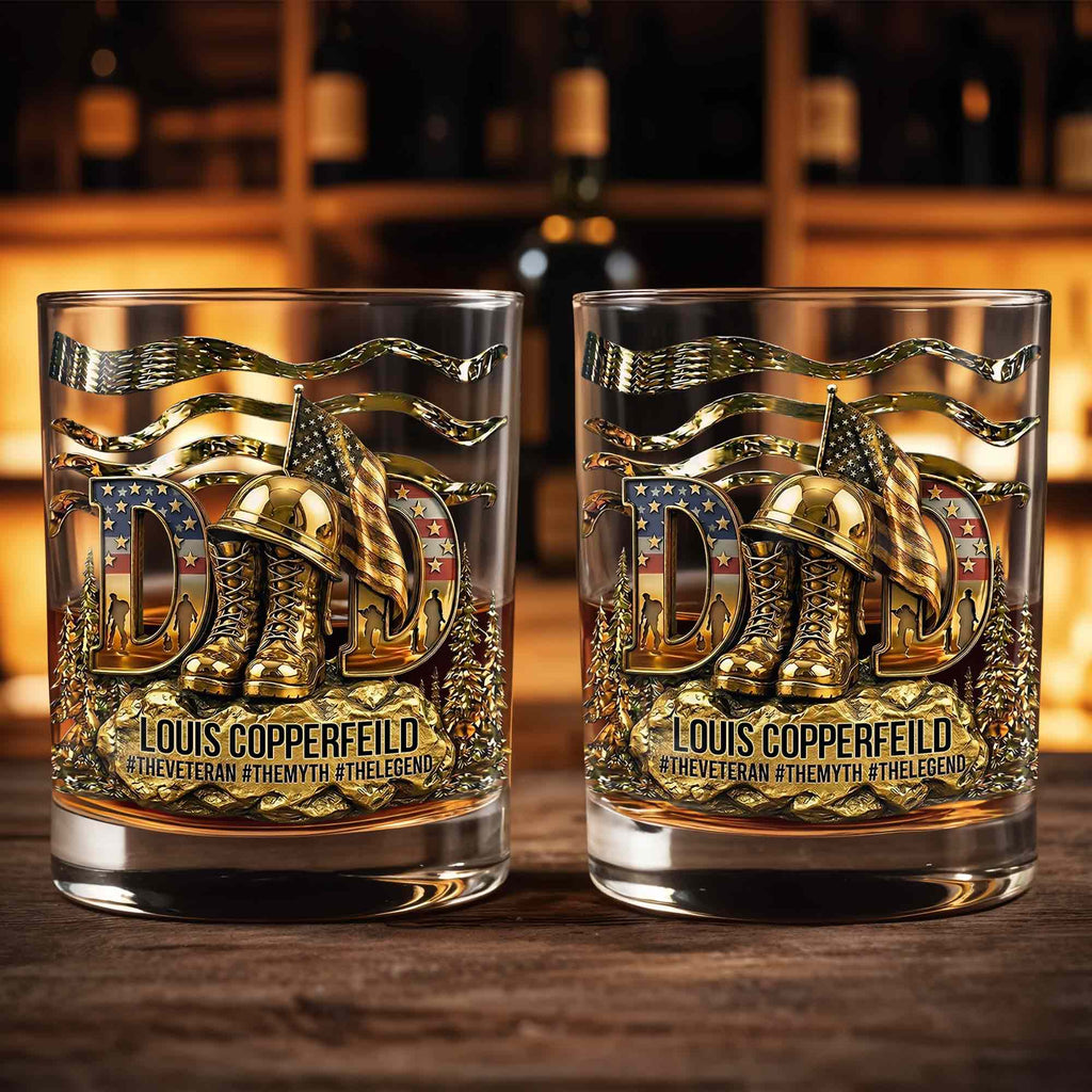 Personalized Custom Whiskey Glass for Dad with 3D Design Whiskey Glass GradoCreations