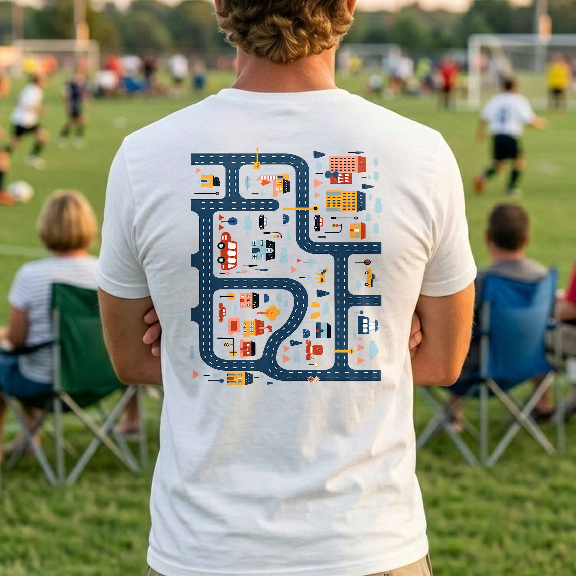 Personalized City Road Map Custom T-Shirt for Dad Gift T-Shirt Font and Back GradoCreations