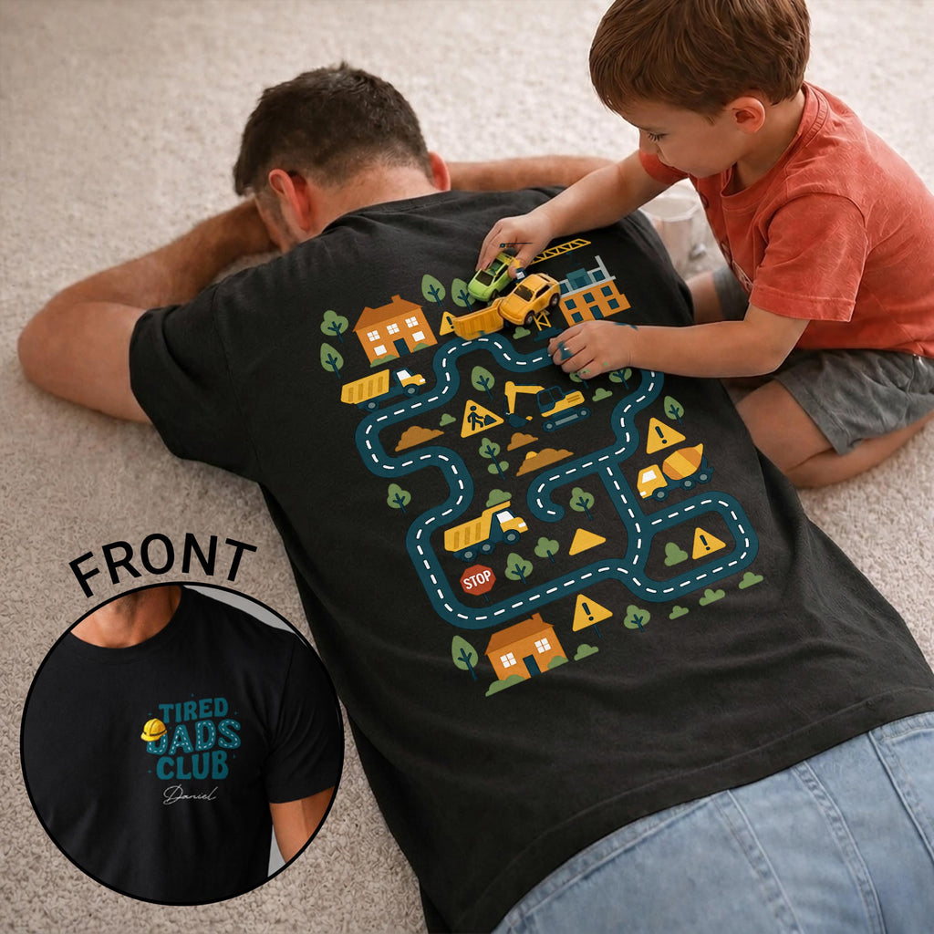 Personalized T-Shirt for Dad Tired Dads Club Gift Idea T-Shirt Font and Back GradoCreations