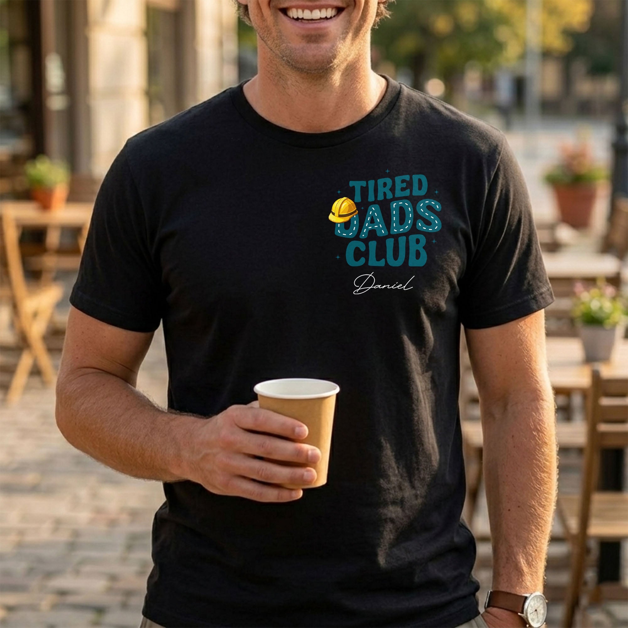 Personalized T-Shirt for Dad Tired Dads Club Gift Idea T-Shirt Font and Back GradoCreations