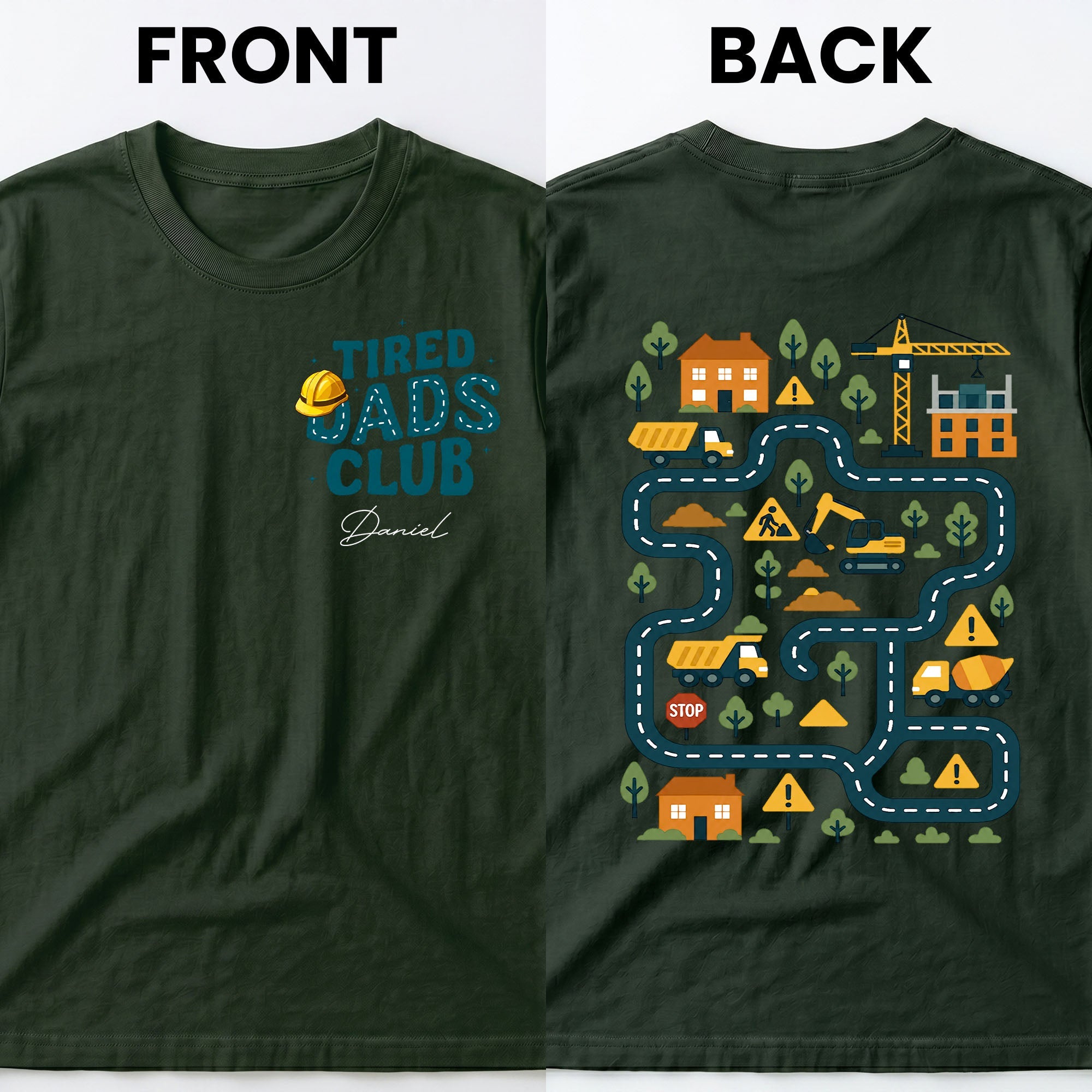 Personalized T-Shirt for Dad Tired Dads Club Gift Idea T-Shirt Font and Back GradoCreations