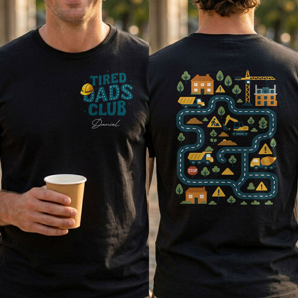 Personalized T-Shirt for Dad Tired Dads Club Gift Idea T-Shirt Font and Back GradoCreations